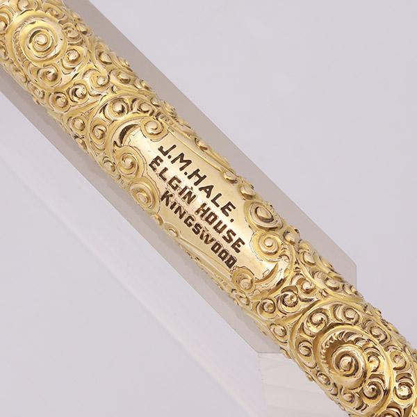 Mabie Todd Swan Safety Screwcap Fountain Pen - Chased Rolled Gold